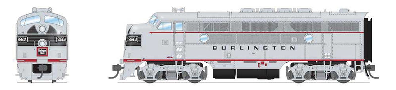 EMD F3 A-Unpowered B Set - Sound and DCC - Paragon4(TM) -- Chicago, Burlington & Quincy #9960A, 9960B (silver, black, red)-1