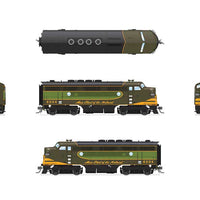 EMD F3 A-Unpowered B Set - Sound and DCC - Paragon4(TM) -- Northern Pacific #6504A, 6504B (Streamliner Scheme, green, yellow)