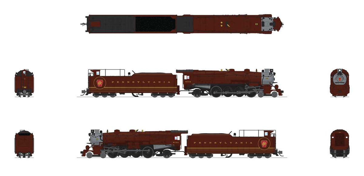 Class M1b 4-8-2 Mountain - Sound and DCC - Paragon4(TM) -- Pennsylvania Railroad #6744 (Fantasy Scheme, Tuscan, graphite)-2
