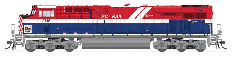 GE ES44AC - Sound and DCC - Paragon4(TM) -- Canadian National #3115 (BC Rail Heritage, red, white, blue)-1