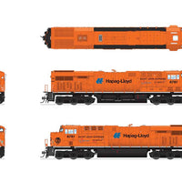 GE ES44AC - Standard DC - Stealth -- Canadian Pacific #8781 (Hapag-Lloyd, orange, blue, black, St John Express)