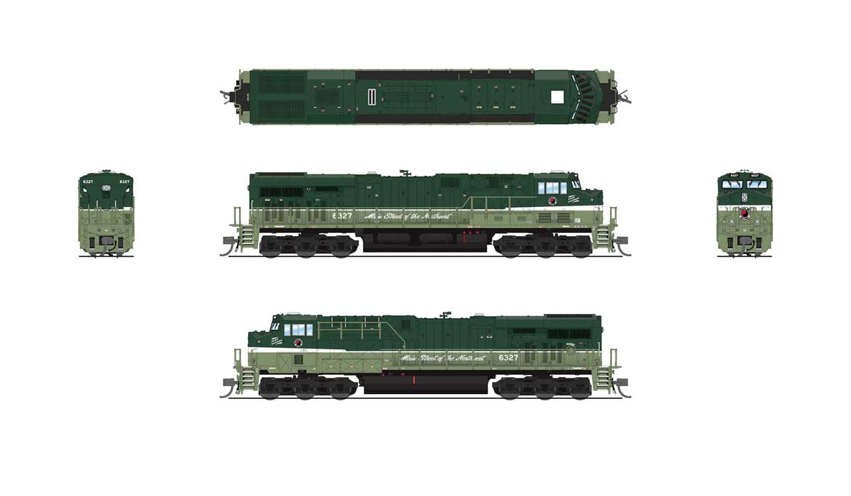 GE ES44AC - Sound & DCC - Paragon4(TM) -- Northern Pacific #6327 (Fantasy Scheme, Loewy 2-Tone Green)-2