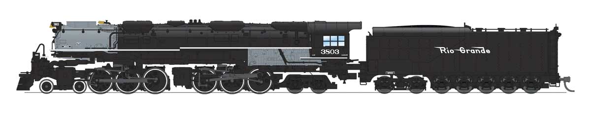 4-6-6-4 Challenger Late Version - Standard DC - Stealth -- Denver & Rio Grande Western #3805 (Coal Tender, black, graphite)-1