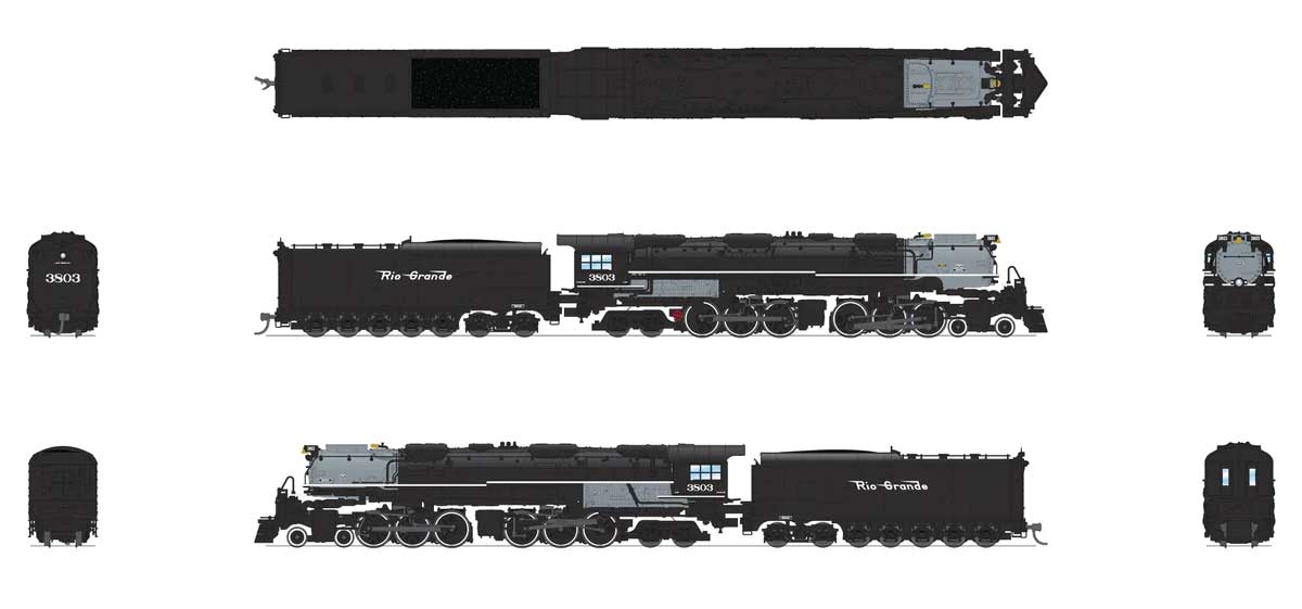 4-6-6-4 Challenger Late Version - Standard DC - Stealth -- Denver & Rio Grande Western #3805 (Coal Tender, black, graphite)-2