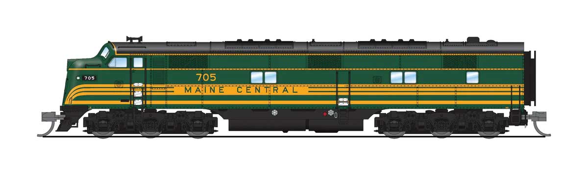EMD E7A - Sound & DCC - Paragon4(TM) -- Maine Central #708 (green, Dulux Gold)-1