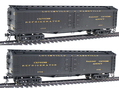 Paragon(TM) Series General American (GACX) 53'6" Wood Express Reefer 2-Pack -- Louisville & Nashville #3701 & 3702 (Pullman Green)