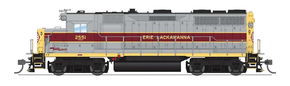 EMD GP35 Low Nose - Sound and DCC - Paragon4(TM) -- Erie-Lackawanna #2551 (gray, maroon, yellow)-1