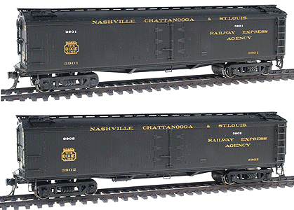 Paragon(TM) Series General American (GACX) 53'6" Wood Express Reefer 2-Pack -- Nashville, Chattanooga & St Louis #3901 & 3902 (Pullman Green)