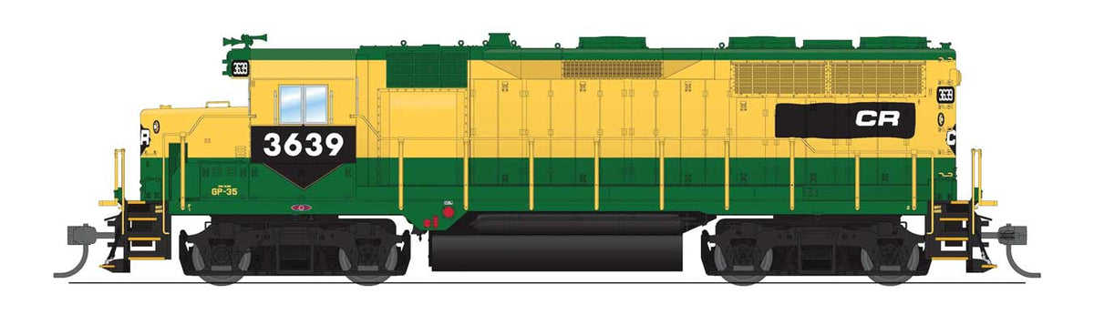 EMD GP35 Low Nose - Sound and DCC - Paragon4(TM) -- Conrail #3639 (Patched Reading yellow, green, black)-1