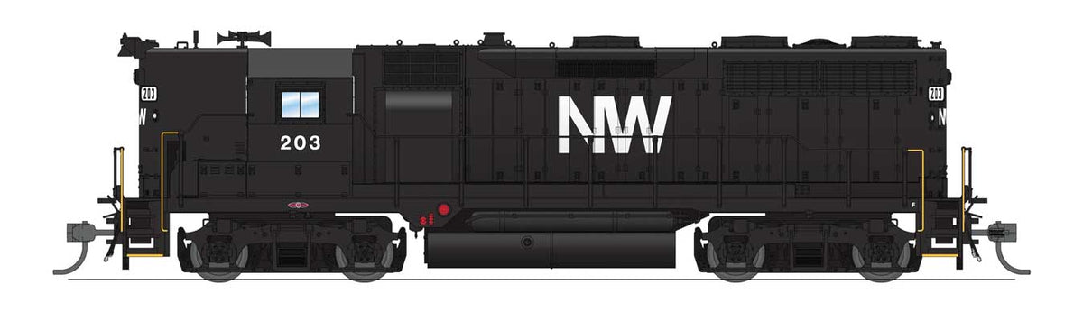 EMD GP35 High Nose - Sound and DCC - Paragon4(TM) -- Norfolk & Western #203 (black, white NW)-1