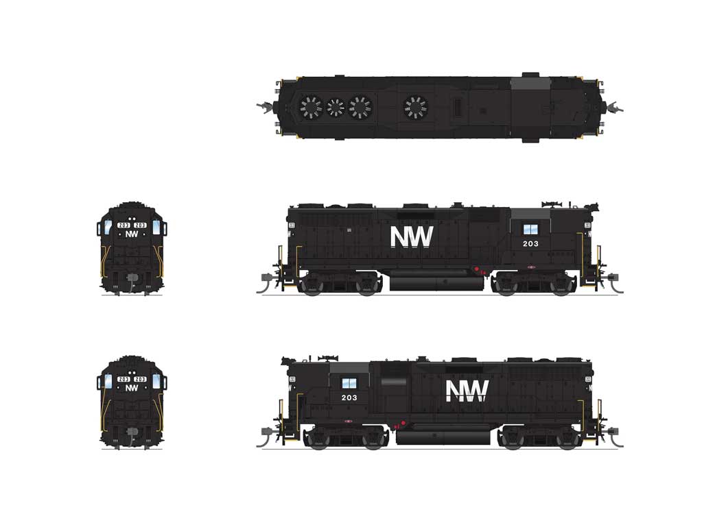 EMD GP35 High Nose - Sound and DCC - Paragon4(TM) -- Norfolk & Western #214 (black, white NW)-2