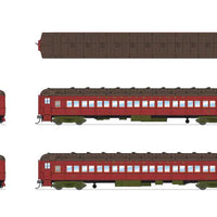 PRR PB70 Combine, 3 P70Coach, Z74D Business Observation Set - RTR -- Pennsylvania Railroad #5034, 823, 989, 1042, 120 (1930s; Tuscan, Black)