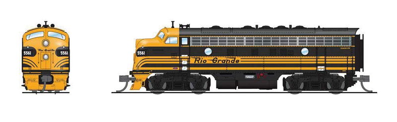 EMD F7A - Standard DC - Stealth -- Denver & Rio Grande Western #5564 (3-Stripe, black, Aspen Gold)