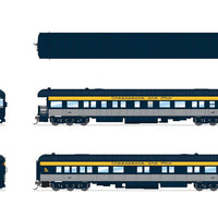 Heavyweight 5-Car Combine, 3 P70 Coach, Business Car Set - Ready to Run -- Chesapeake & Ohio (blue, gray, yellow)
