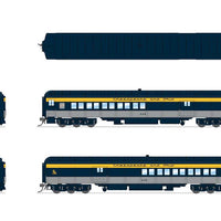 Heavyweight 5-Car Combine, 3 P70 Coach, Business Car Set - Ready to Run -- Chesapeake & Ohio (blue, gray, yellow)