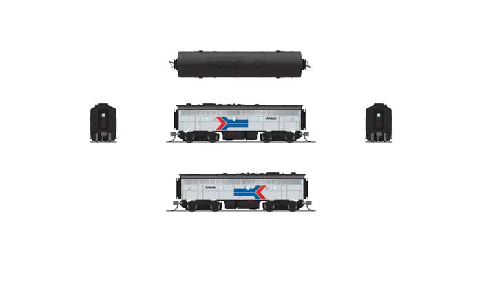 EMD F7B - Sound and DCC - Paragon4(TM) -- Amtrak #154 (Phase I, silver, red, blue, black, Arrow Logo)-2