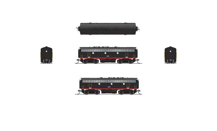 EMD F7 A-Unpowered B Set - Sound and DCC - Paragon4(TM) -- Cotton Belt SSW #927, 928 (Black Widow, black, silver, orange, red)-4