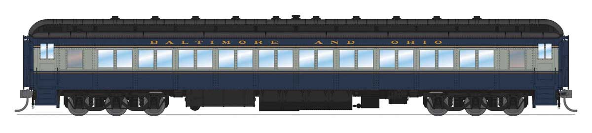 80' PRR P70 Coach - Ready to Run -- Baltimore & Ohio (blue, gray, black)-1