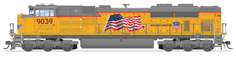 EMD SD70ACe - Standard DC - Stealth Series -- Union Pacific #9039 (Armour Yellow, gray, red, US Flag, Building America Log-1