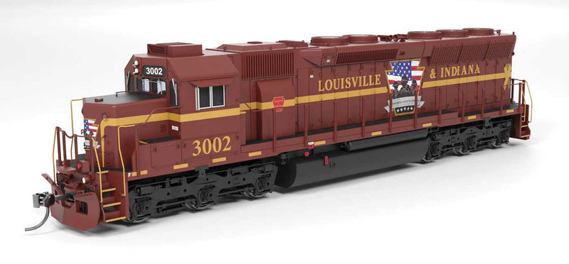 EMD SD45 - Standard DC - Paragon4(TM) -- Louisville & Indiana #3002 (Honoring Our Veterans, brown, gold)-1