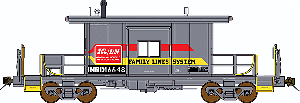 Short Body Bay Window Caboose - Ready to Run -- Indiana Railroad #16648 (ex-Family Lines Scheme, gray, red, yellow)