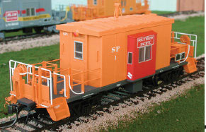 Southern Pacific Short-Body, Short-Roof Bay Window Caboose - Ready to Run -- Southern Pacific #1 (orange, red, gray, Roadname in Rectangle)