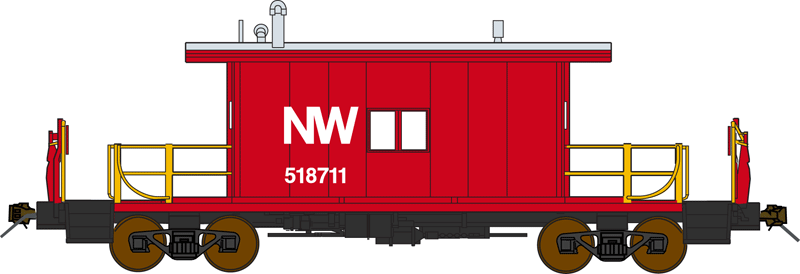 Steel Transfer Caboose w/Long Roof - Ready to Run -- Norfolk & Western #518711 (red, white)