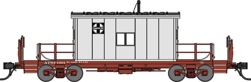 Steel Transfer Caboose w/Short Roof - Ready to Run -- Santa Fe #1001 (gray, Boxcar Red)