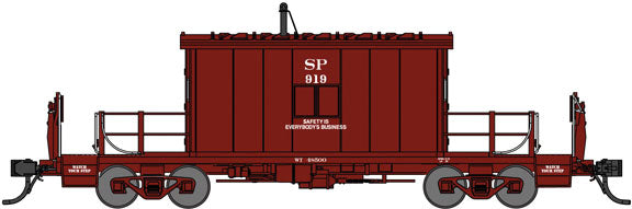 Short-Roof Transfer Caboose - Ready to Run -- Southern Pacific #919 (Boxcar Red, "Safety is Everybody's Business" Slogan