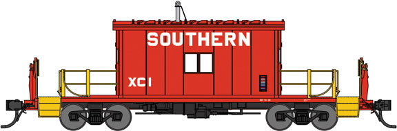 Short-Roof Transfer Caboose - Ready to Run -- Southern Railway #XC 4 (red, yellow, white, Large Lettering)