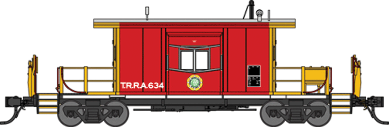 Short Body Bay Window Caboose - Ready to Run -- Terminal Railroad Association of St. Louis #634 Gil (red, yellow)