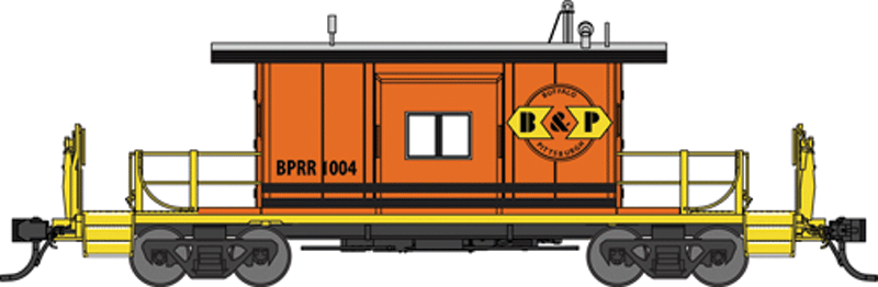 Short Body Bay Window Caboose - Ready to Run -- Buffalo & Pittsburgh/G&W #1004 (orange, black yellow)