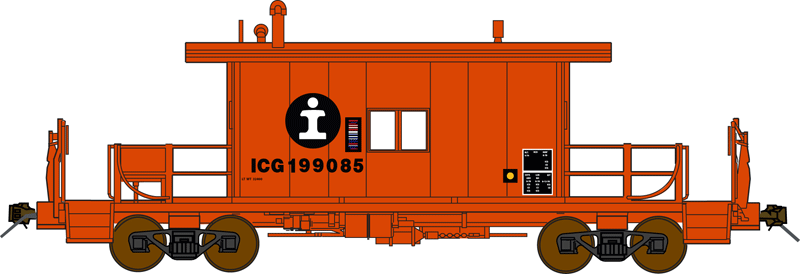 Steel Transfer Caboose w/Long Roof - Ready to Run -- Illinois Central Gulf #199085 (orange, black, Offset Logo)