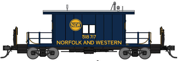 Steel Transfer Caboose w/Long Roof - Ready to Run -- Norfolk & Western #518730 (Pevler Blue)