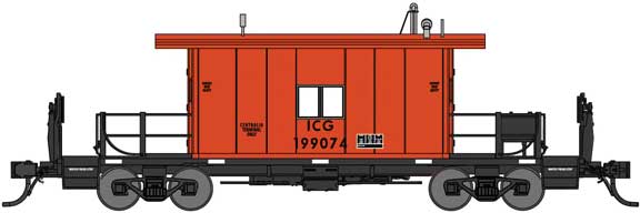 Steel Transfer Caboose w/Long Roof - Ready to Run -- Illinois Central Gulf 199074 (orange, black)