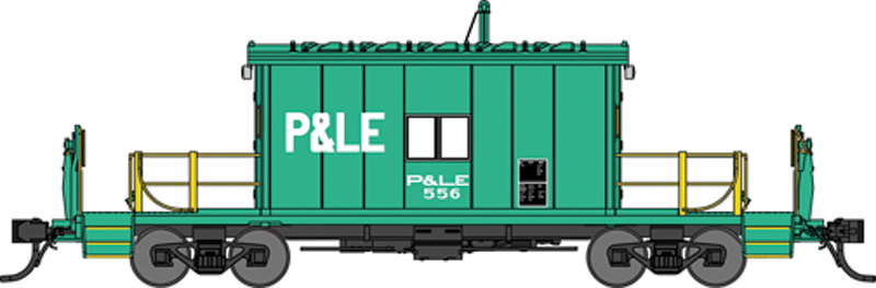 Steel Transfer Caboose w/Short Roof - Ready to Run -- Pittsburgh & Lake Erie #556 (Jade Green, white)