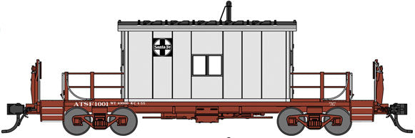 Steel Transfer Caboose w/Short Roof - Ready to Run -- Santa Fe #1007 (gray, Boxcar Red)