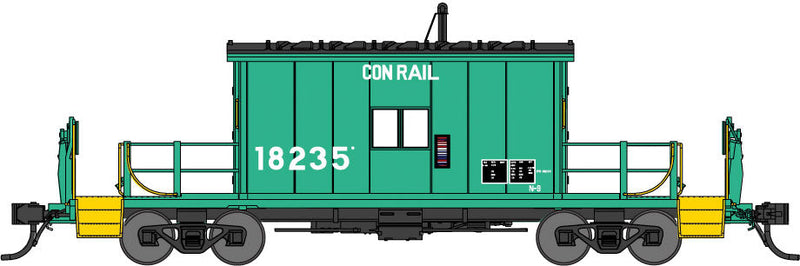 Steel Transfer Caboose w/Short Roof - Ready to Run -- Conrail #18235 (Restenciled Jade Green, black)