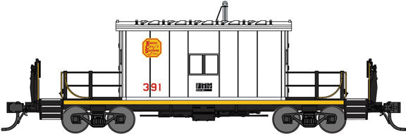 Transfer Caboose - Ready to Run -- Kansas City Southern #391 (white, yellow)