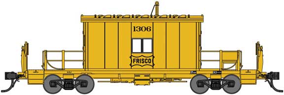 Steel Transfer Caboose w/Short Roof - Ready to Run -- St. Louis-San Francisco 1326 (yellow, small Frisco Coonskin)