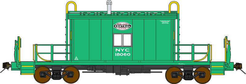 Steel Transfer Caboose w/Short Roof - Ready to Run -- New York Central #18060 (Jade Green)