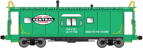 International Car Half-Bay Window Caboose - Ready to Run -- New York Central #21637 (Jade Green, white, black, Road To The Future Slogan