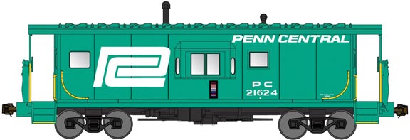 International Car Half-Bay Window Caboose - Ready to Run -- Penn Central #21624 (Jade Green, white, Large Logo)