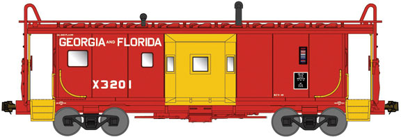 International Car Bay Window Caboose Phase 1 - Ready to Run -- Georgia & Florida X3201 (red, yellow bay window)-1