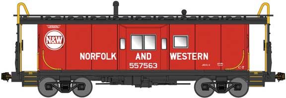 International Car Bay Window Caboose Phase 3 - Ready to Run -- Norfolk & Western 557578 (red, black, white, Hamburger Logo)