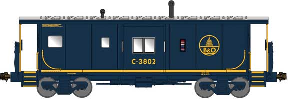 International Car Bay Window Caboose Phase 4 - Ready to Run -- Baltimore & Ohio C-3715 (blue, yellow, silver, Capitol Dome Logo)