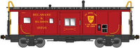 International Car Bay Window Caboose Phase 4 - Ready to Run -- Delaware & Hudson #35725 (red, black, yellow, Bridge Line Slogan)
