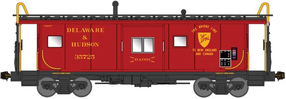 International Car Bay Window Caboose Phase 4 - Ready to Run -- Delaware & Hudson #35726 (red, black, yellow, Bridge Line Slogan)-1