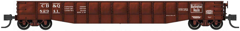 52'6" 15-Panel Mill Gondola - Heavily Dented Sides - Ready to Run -- Chicago Burlington & Quincy #82941 (Boxcar Red, white)
