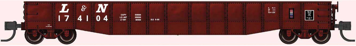 52'6" 15-Panel Mill Gondola - Heavily Dented Sides - Ready to Run -- Louisville & Nashville #174127 (Boxcar Red, white)